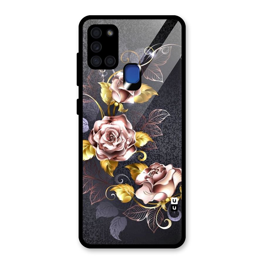 Beautiful Old Floral Design Glass Back Case for Galaxy A21s