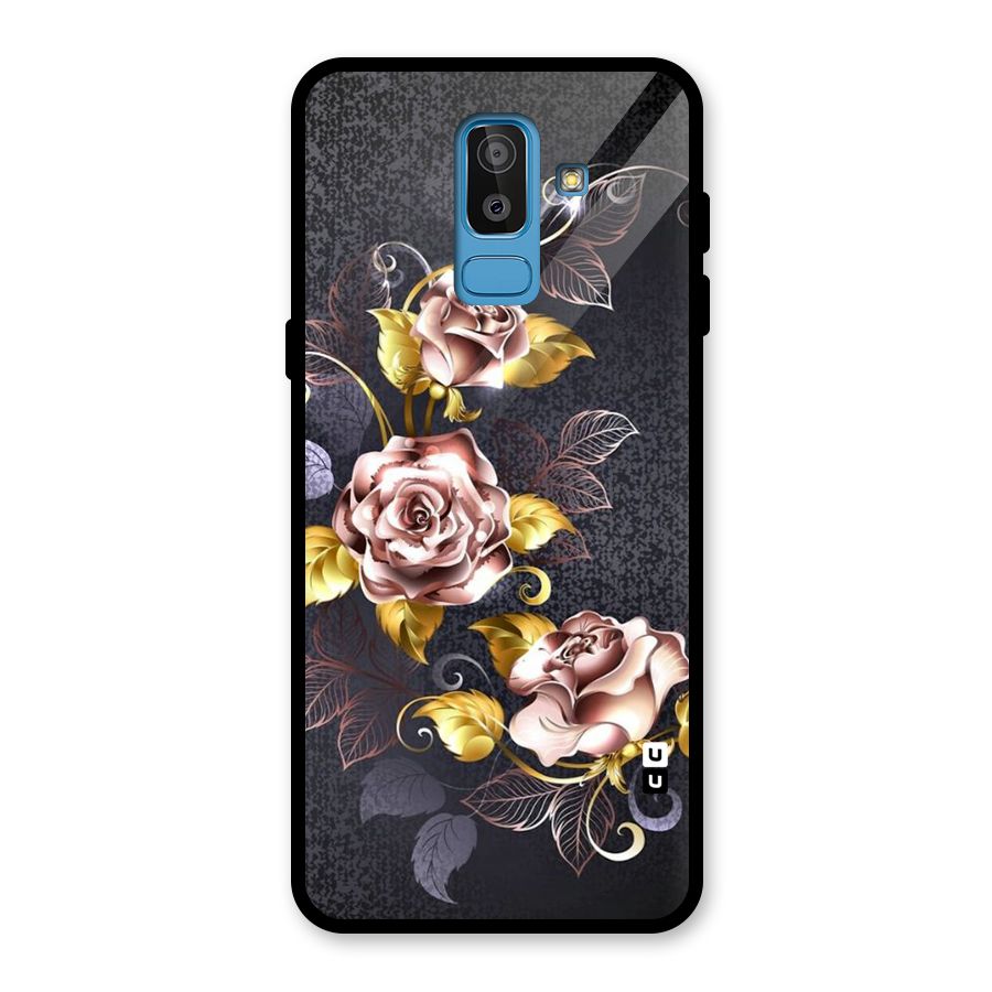 Beautiful Old Floral Design Glass Back Case for Galaxy J8