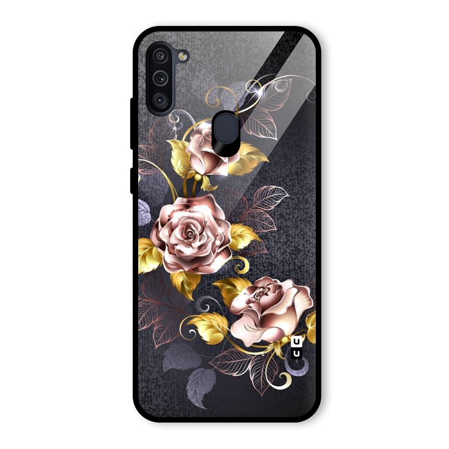 Beautiful Old Floral Design Glass Back Case for Galaxy M11
