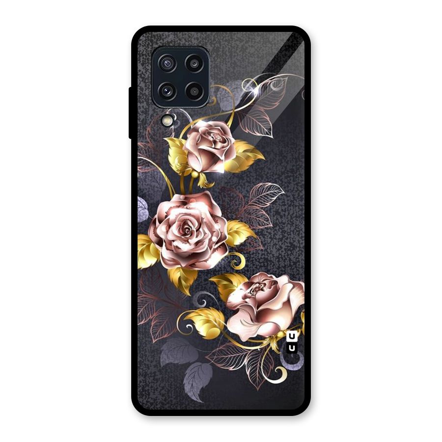 Beautiful Old Floral Design Glass Back Case for Galaxy M32