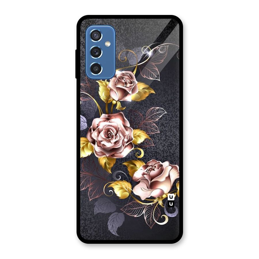 Beautiful Old Floral Design Glass Back Case for Galaxy M52 5G