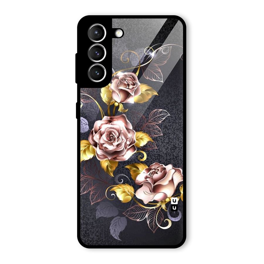 Beautiful Old Floral Design Glass Back Case for Galaxy S21 5G