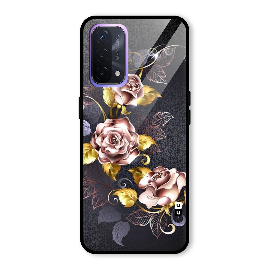 Beautiful Old Floral Design Glass Back Case for Oppo A74 5G
