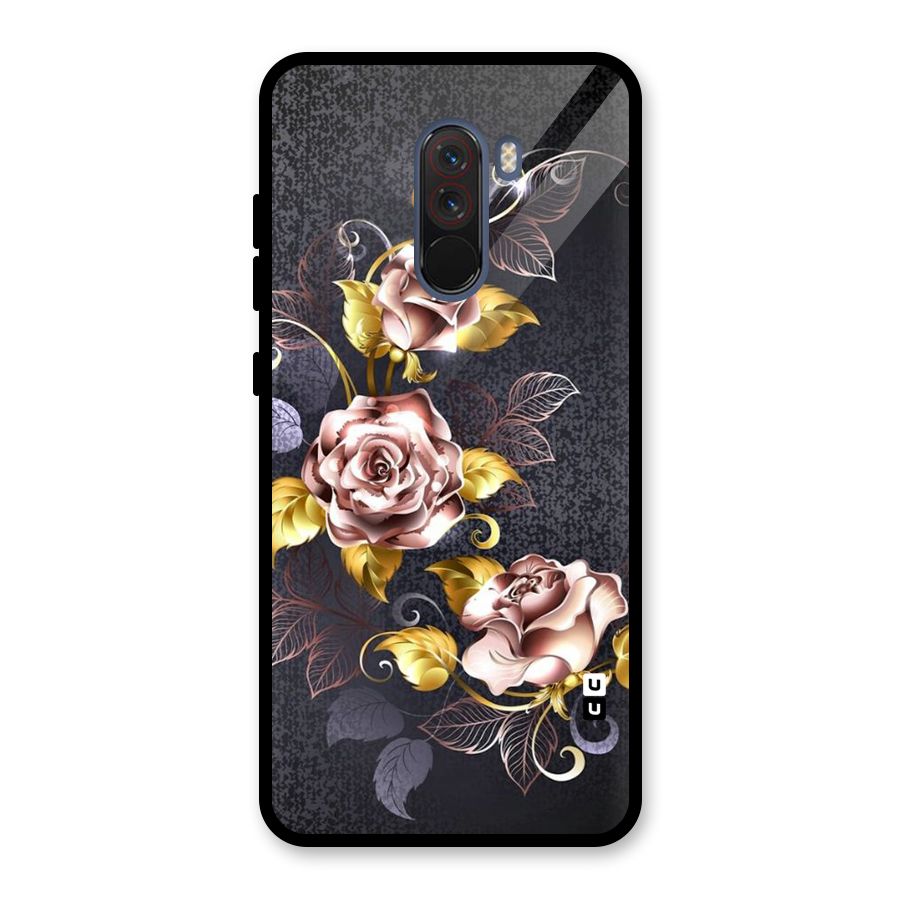 Beautiful Old Floral Design Glass Back Case for Poco F1