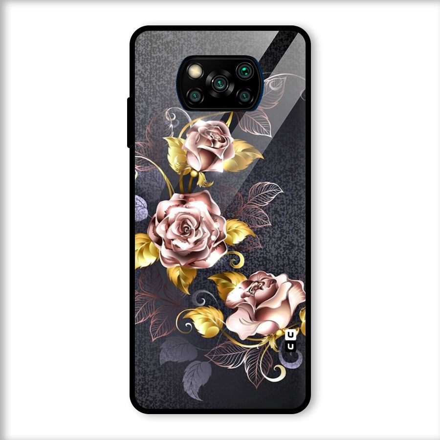 Beautiful Old Floral Design Glass Back Case for Poco X3