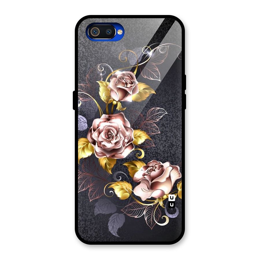 Beautiful Old Floral Design Glass Back Case for Realme C2