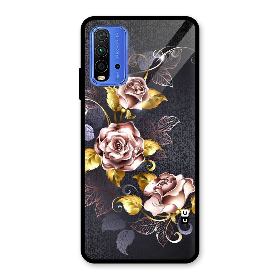 Beautiful Old Floral Design Glass Back Case for Redmi 9 Power