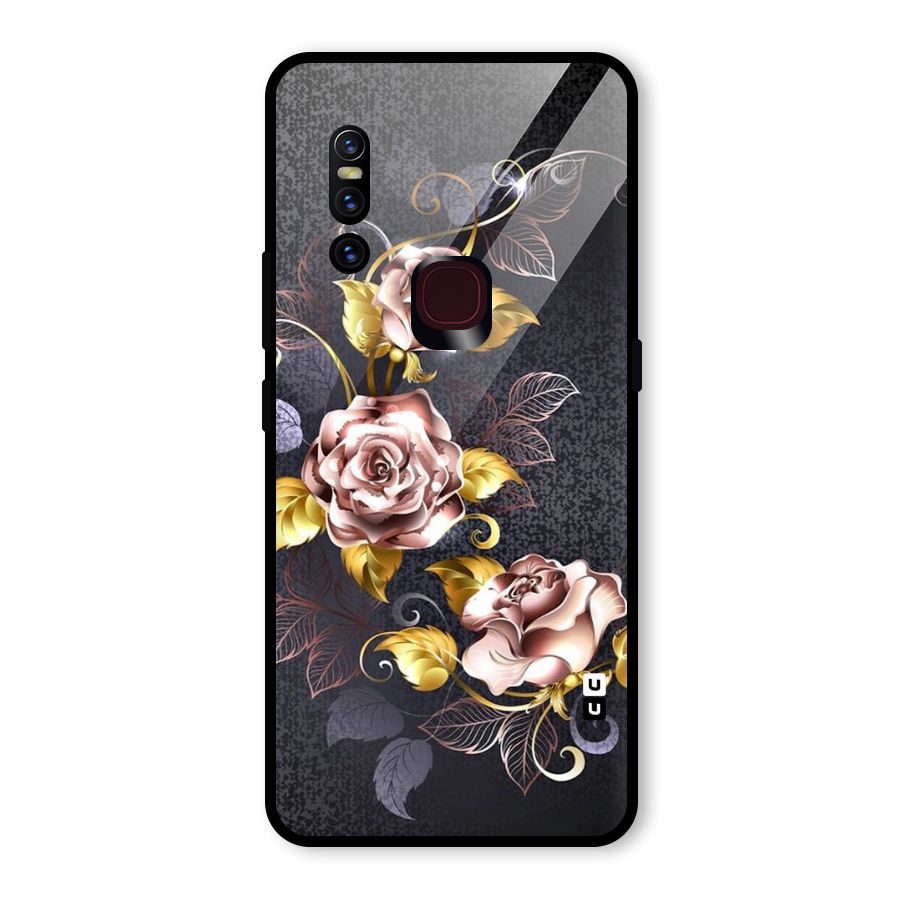 Beautiful Old Floral Design Glass Back Case for Vivo V15