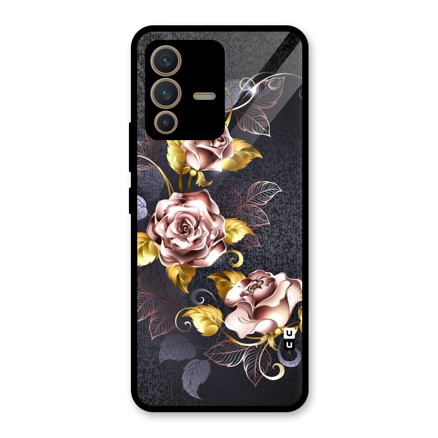 Beautiful Old Floral Design Glass Back Case for Vivo V23 5G