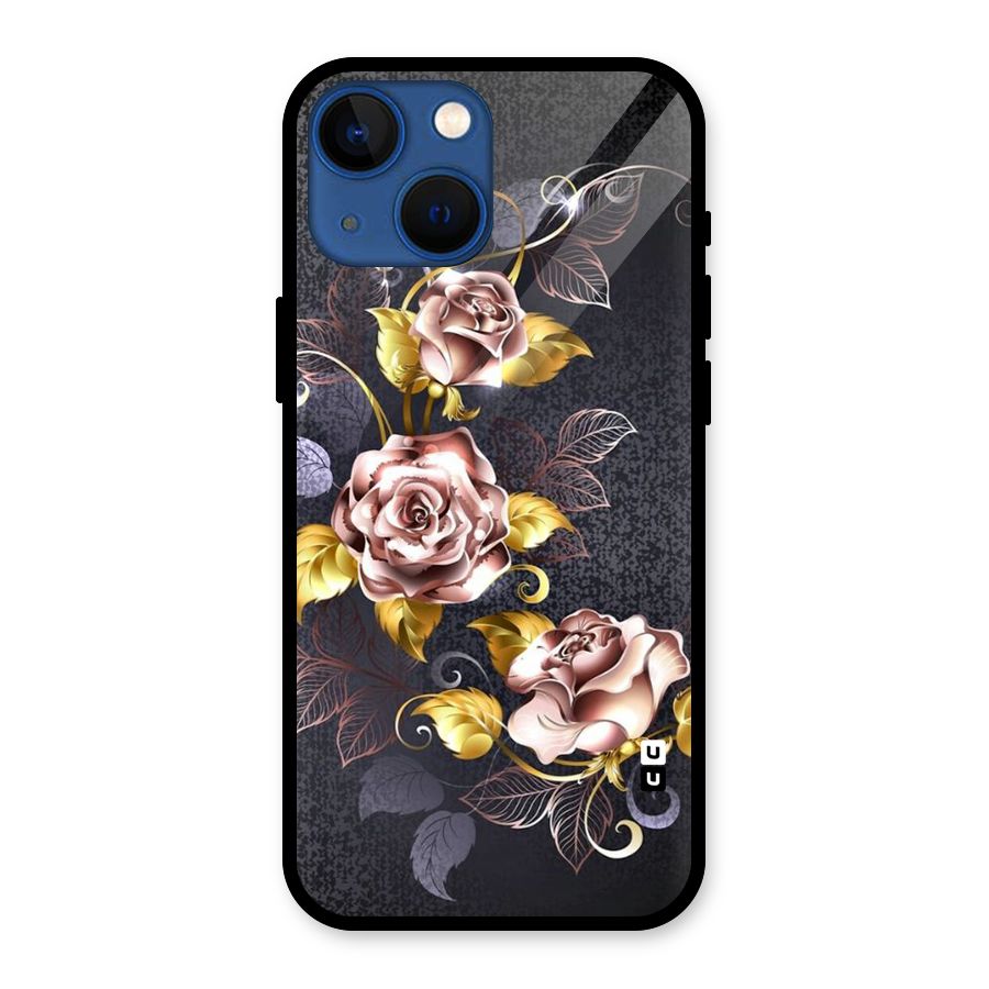 Beautiful Old Floral Design Glass Back Case for iPhone 13 Mini