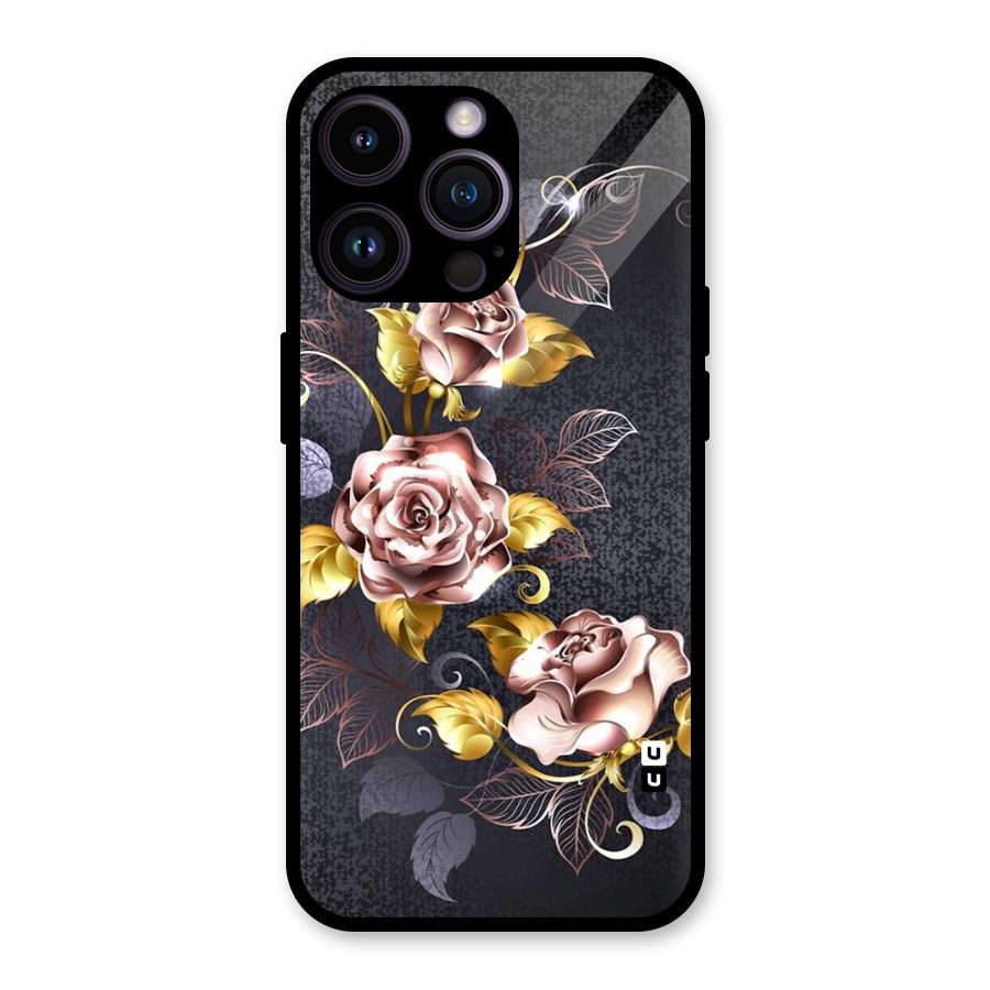 Beautiful Old Floral Design Glass Back Case for iPhone 14 Pro Max