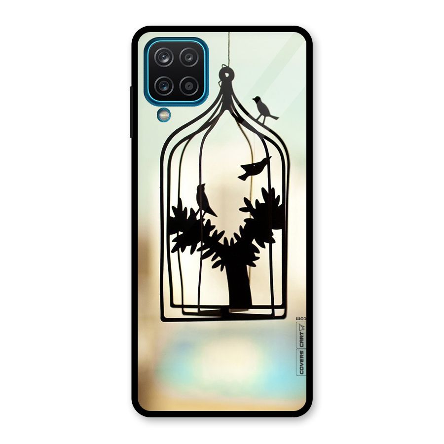 Beautiful Pegion Cage Glass Back Case for Galaxy A12