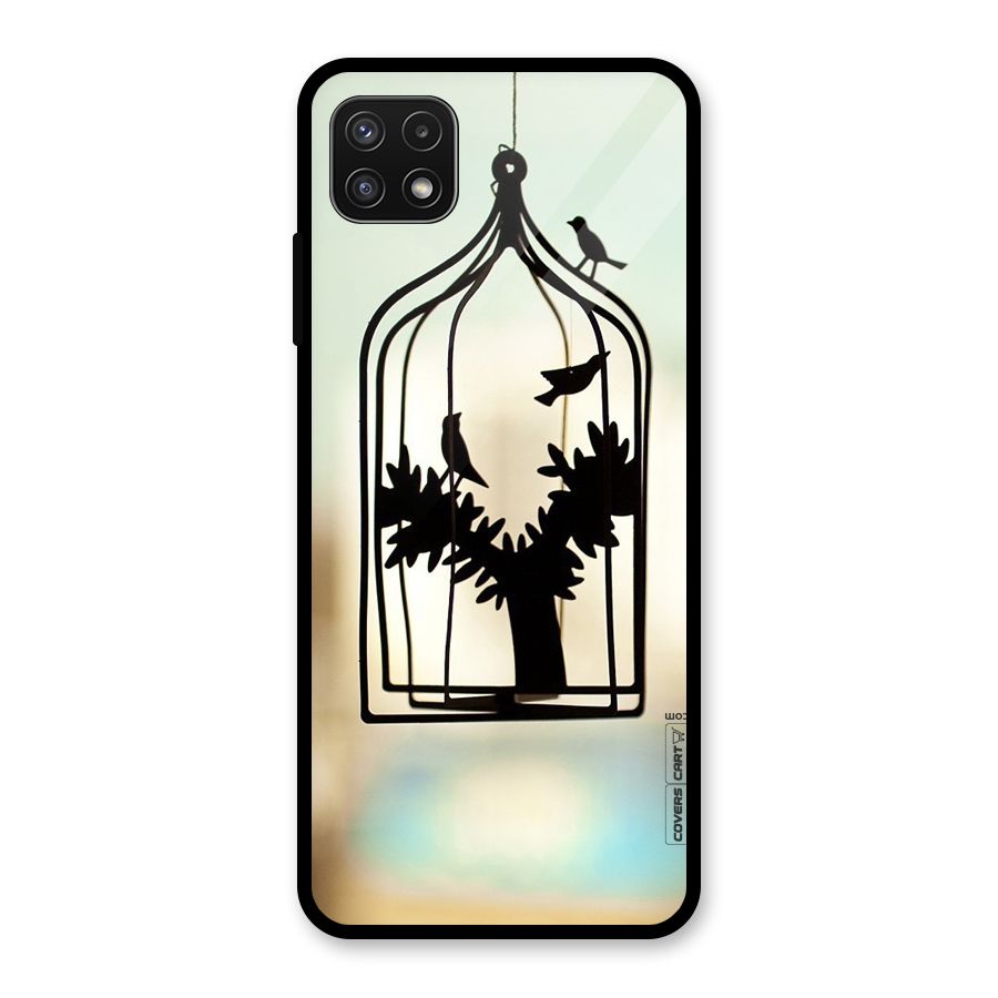Beautiful Pegion Cage Glass Back Case for Galaxy A22 5G