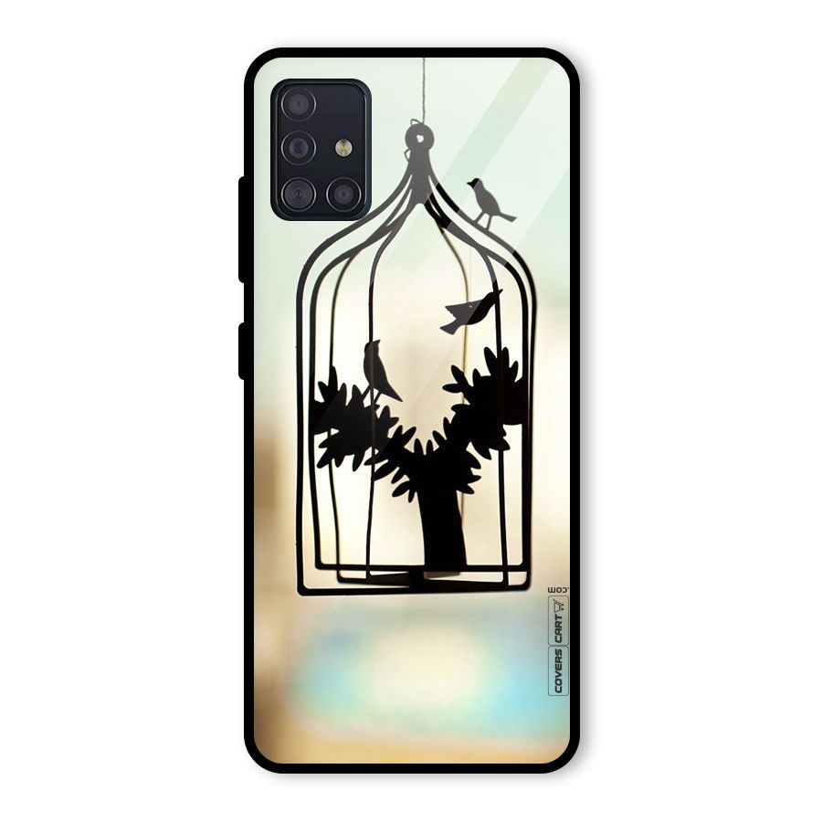 Beautiful Pegion Cage Glass Back Case for Galaxy A51