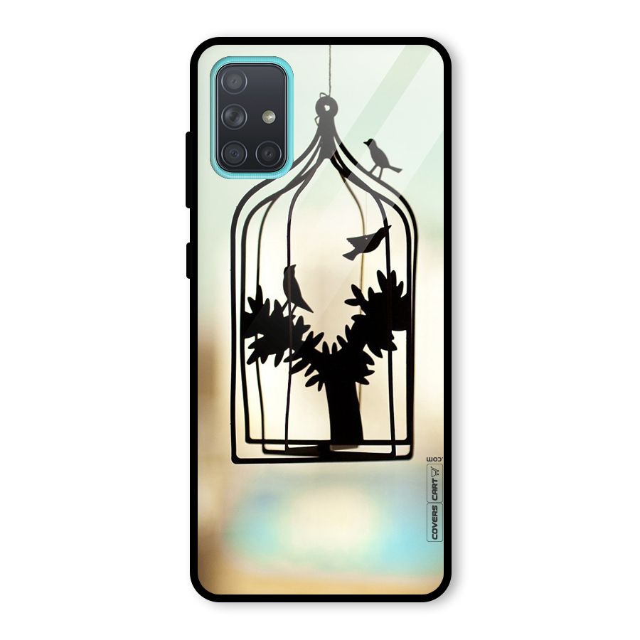 Beautiful Pegion Cage Glass Back Case for Galaxy A71