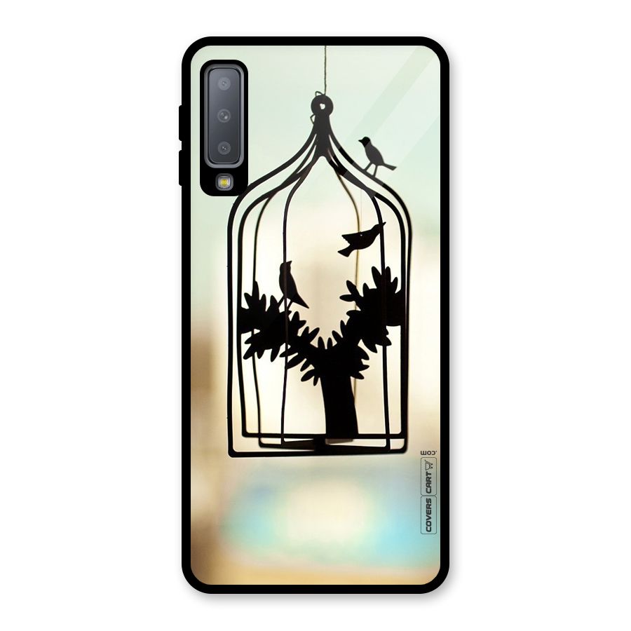 Beautiful Pegion Cage Glass Back Case for Galaxy A7 (2018)