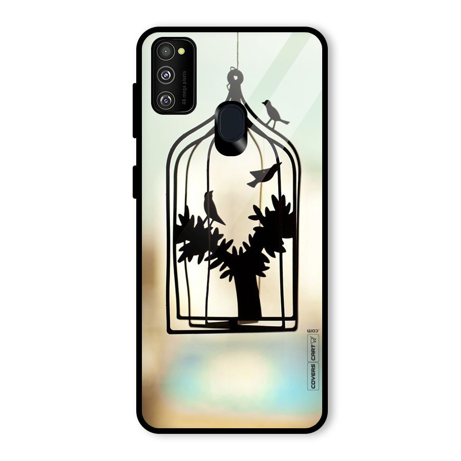 Beautiful Pegion Cage Glass Back Case for Galaxy M30s