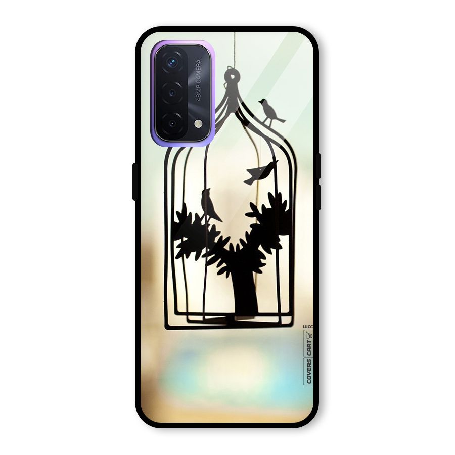 Beautiful Pegion Cage Glass Back Case for Oppo A74 5G