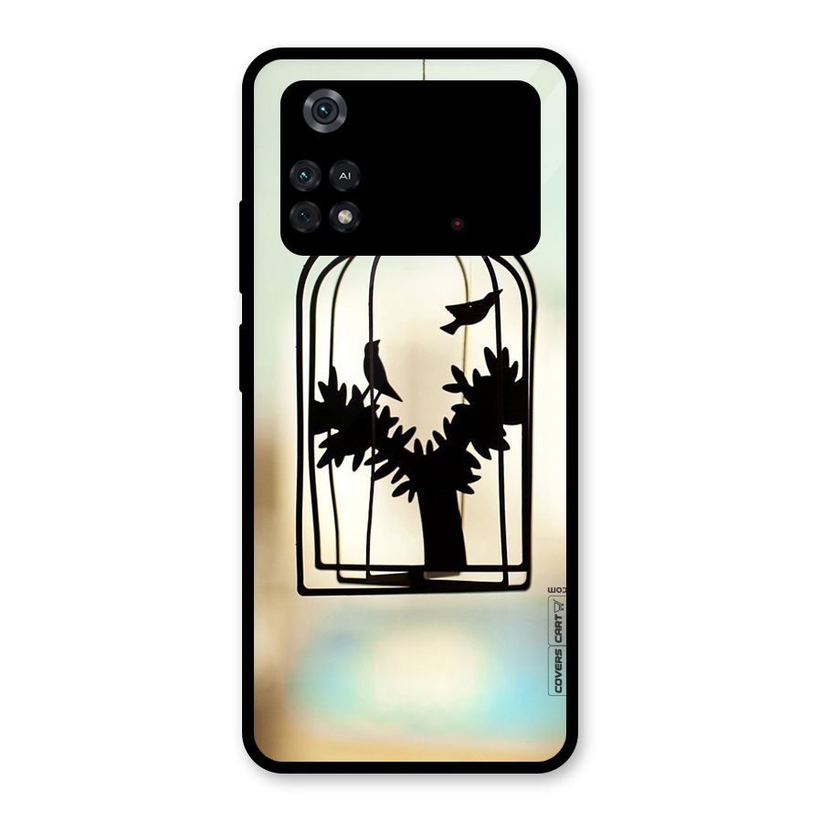 Beautiful Pegion Cage Glass Back Case for Poco M4 Pro 4G