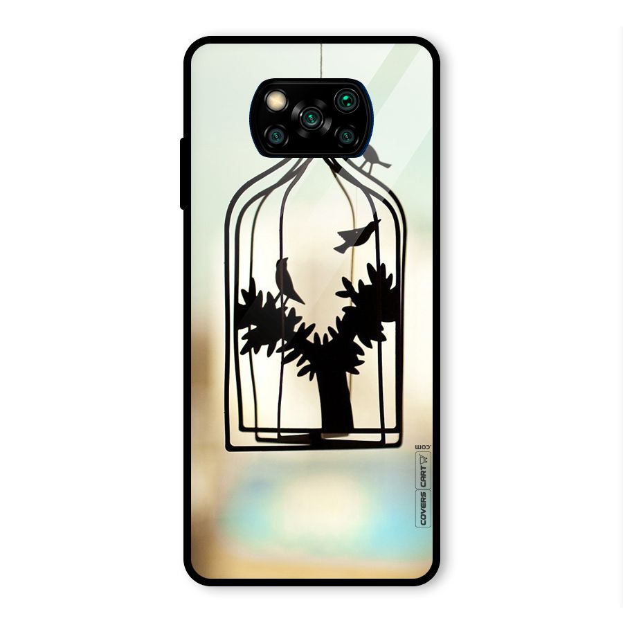 Beautiful Pegion Cage Glass Back Case for Poco X3 Pro