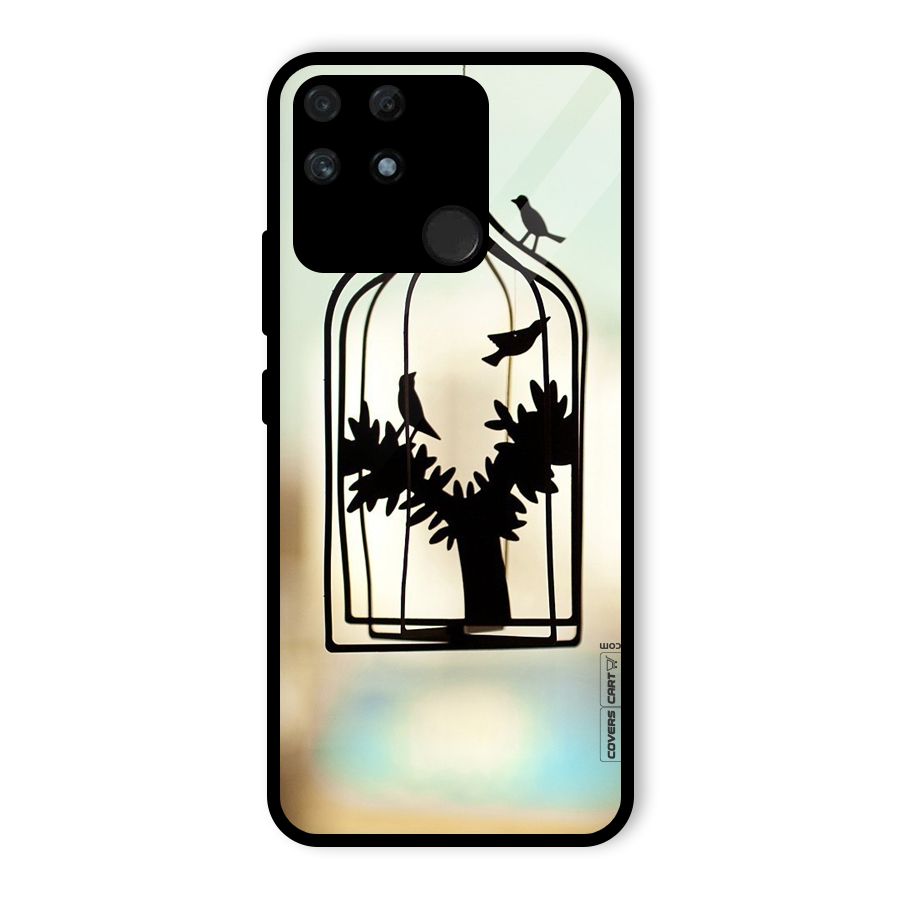 Beautiful Pegion Cage Glass Back Case for Realme Narzo 50A