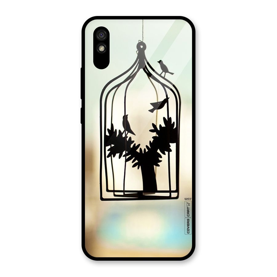 Beautiful Pegion Cage Glass Back Case for Redmi 9A