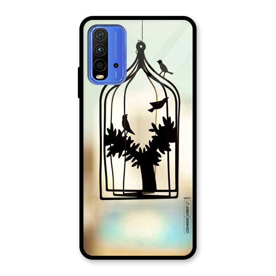Beautiful Pegion Cage Glass Back Case for Redmi 9 Power