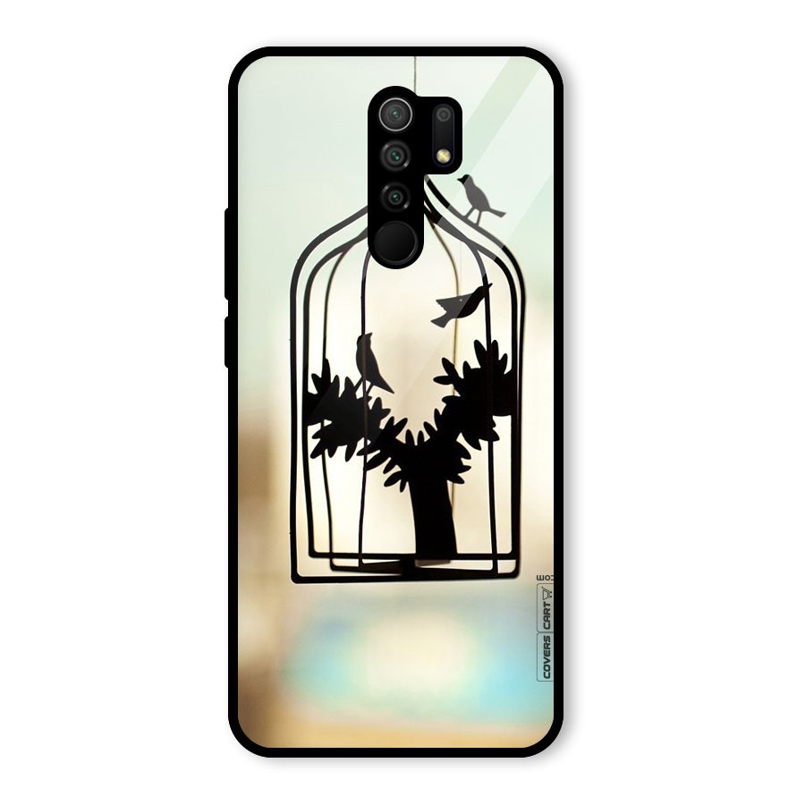 Beautiful Pegion Cage Glass Back Case for Redmi 9 Prime