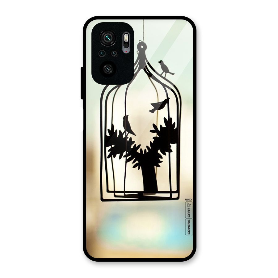 Beautiful Pegion Cage Glass Back Case for Redmi Note 10S