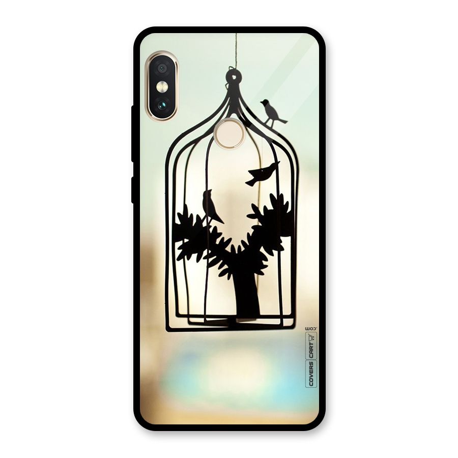 Beautiful Pegion Cage Glass Back Case for Redmi Note 5 Pro