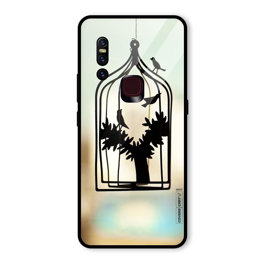 Beautiful Pegion Cage Glass Back Case for Vivo V15