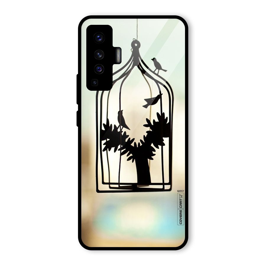Beautiful Pegion Cage Glass Back Case for Vivo X50