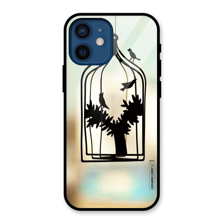 Beautiful Pegion Cage Glass Back Case for iPhone 12 Mini