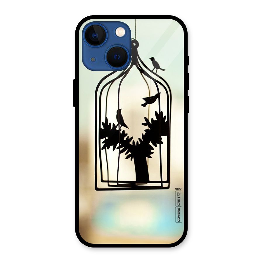 Beautiful Pegion Cage Glass Back Case for iPhone 13 Mini