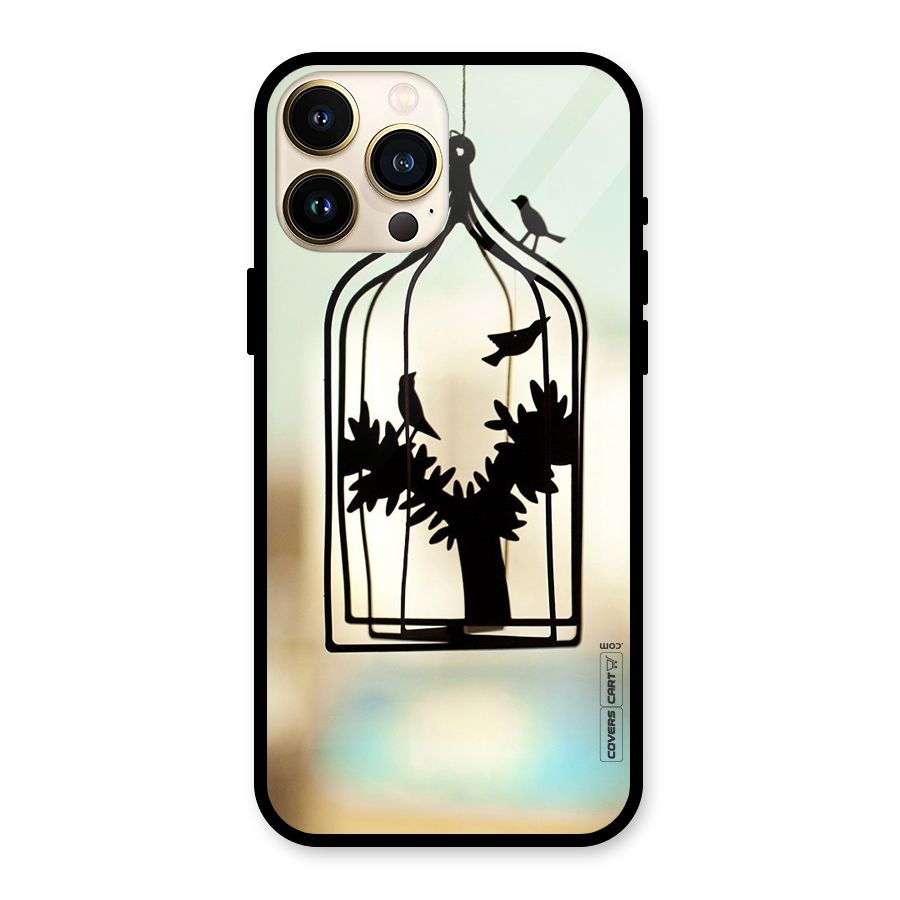 Beautiful Pegion Cage Glass Back Case for iPhone 13 Pro Max