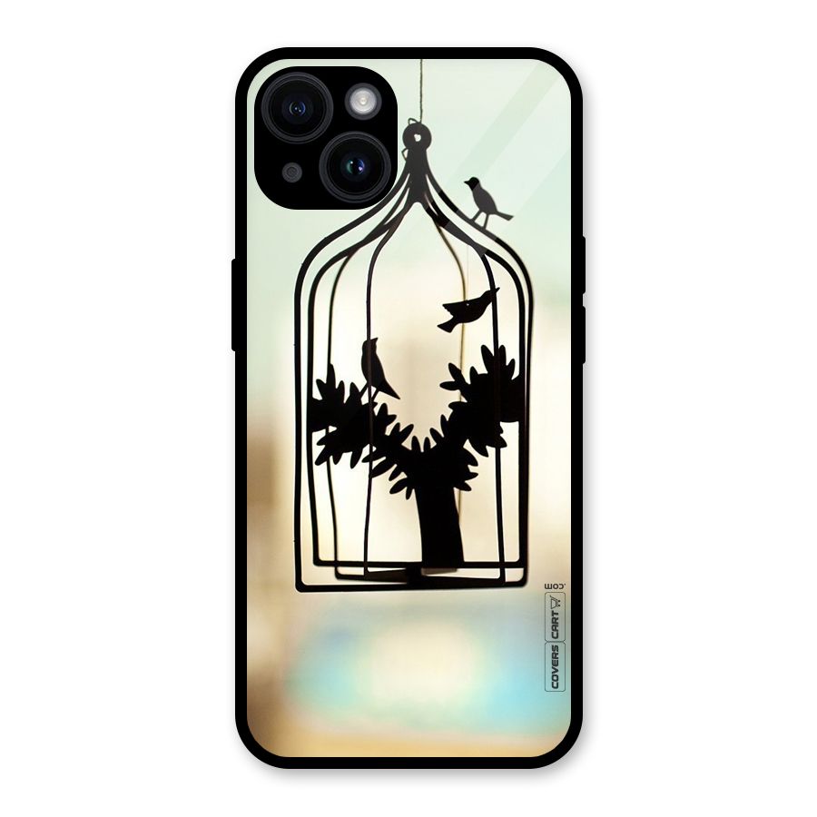 Beautiful Pegion Cage Glass Back Case for iPhone 14