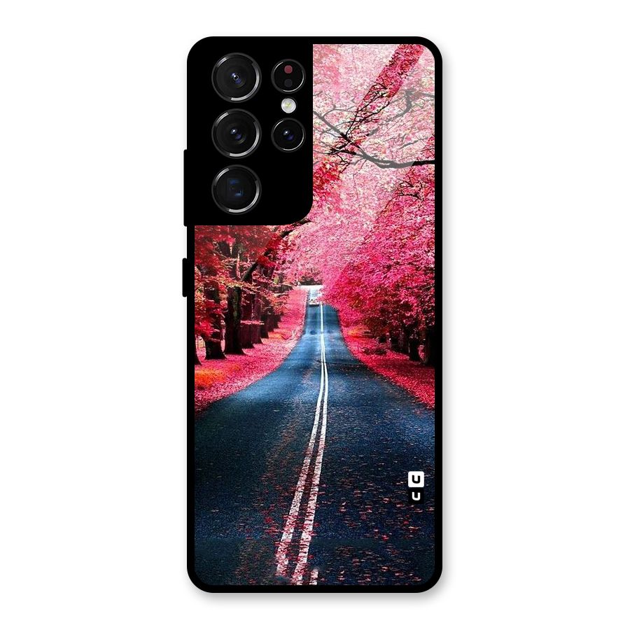 Beautiful Red Trees Glass Back Case for Galaxy S21 Ultra 5G