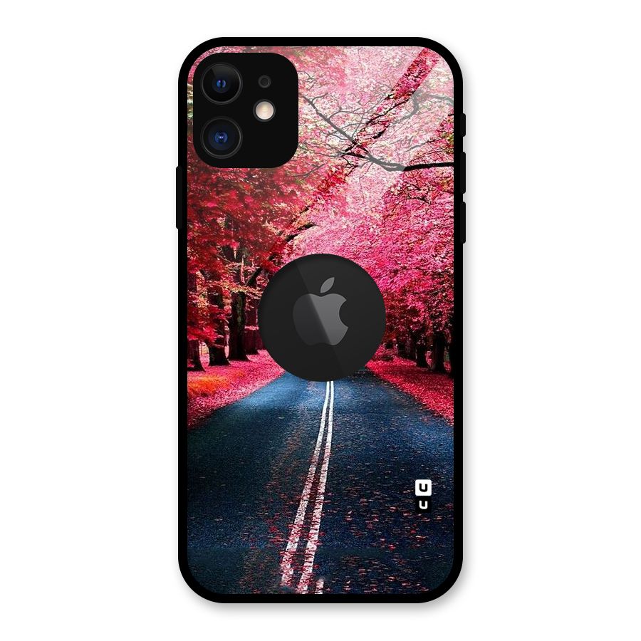Beautiful Red Trees Glass Back Case for iPhone 11 Logo Cut