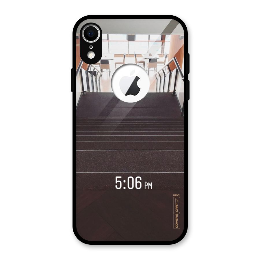 Beautiful Staircase Glass Back Case for iPhone XR Logo Cut