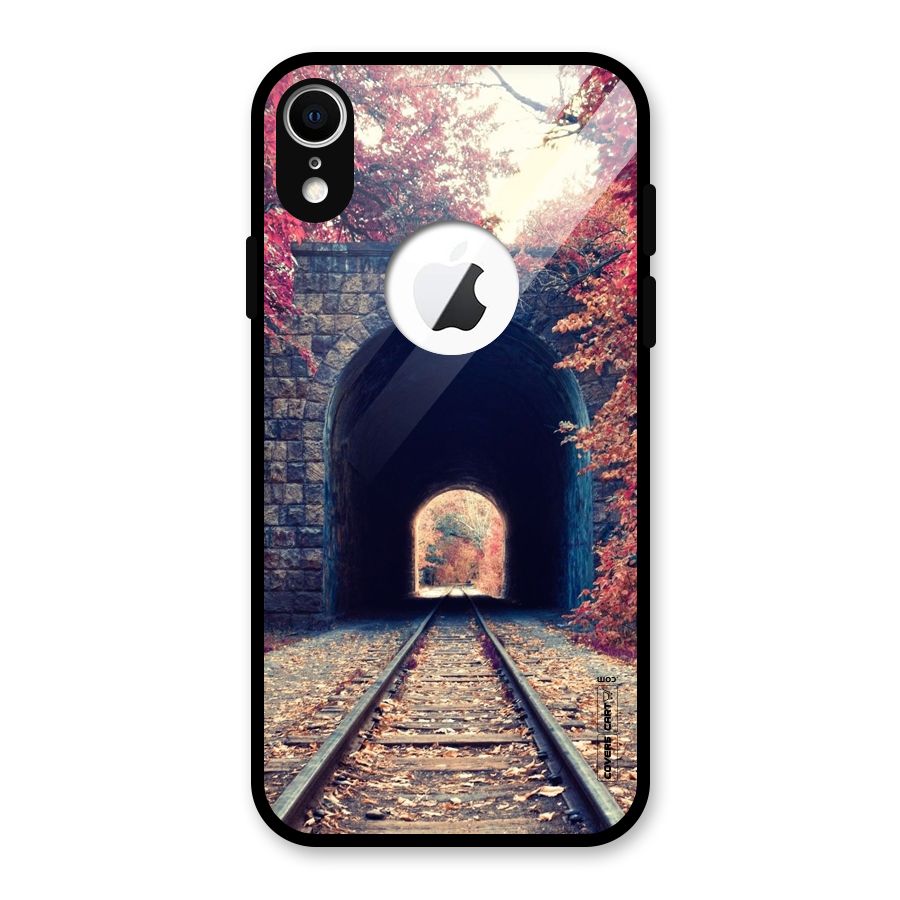Beautiful Track Glass Back Case for iPhone XR Logo Cut