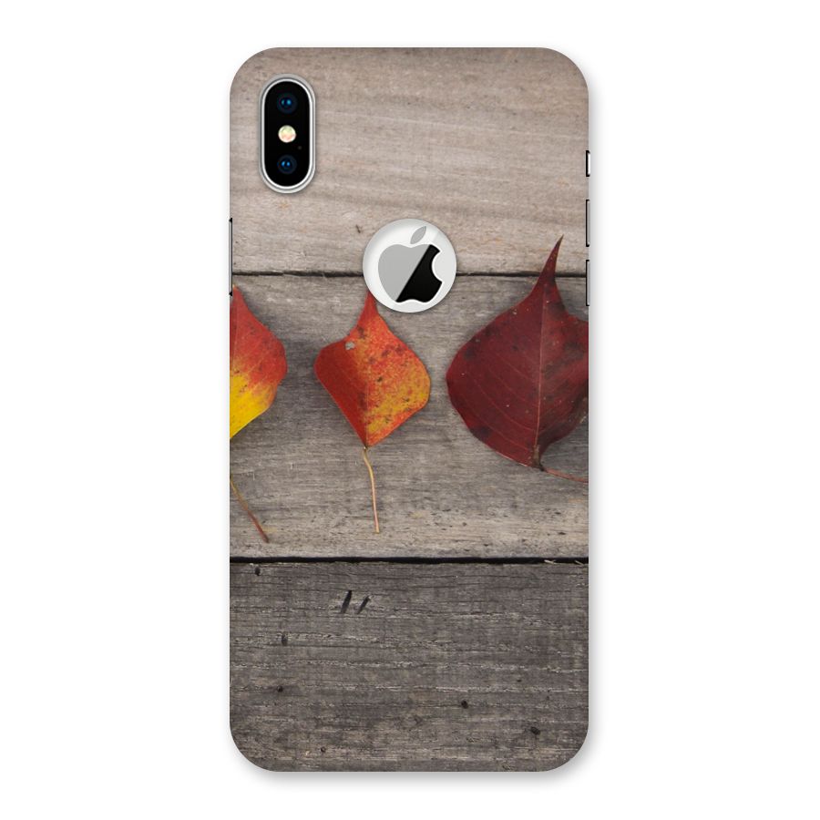 Beautiful Wood Leafs Back Case for iPhone X Logo Cut