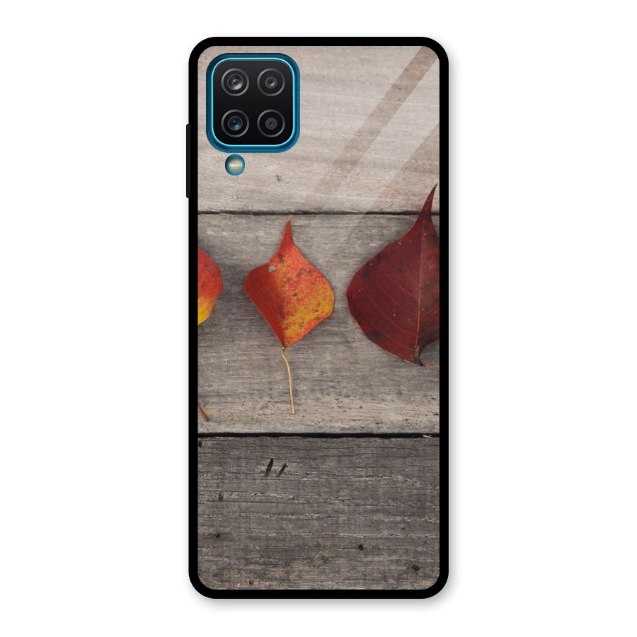 Beautiful Wood Leafs Glass Back Case for Galaxy A12