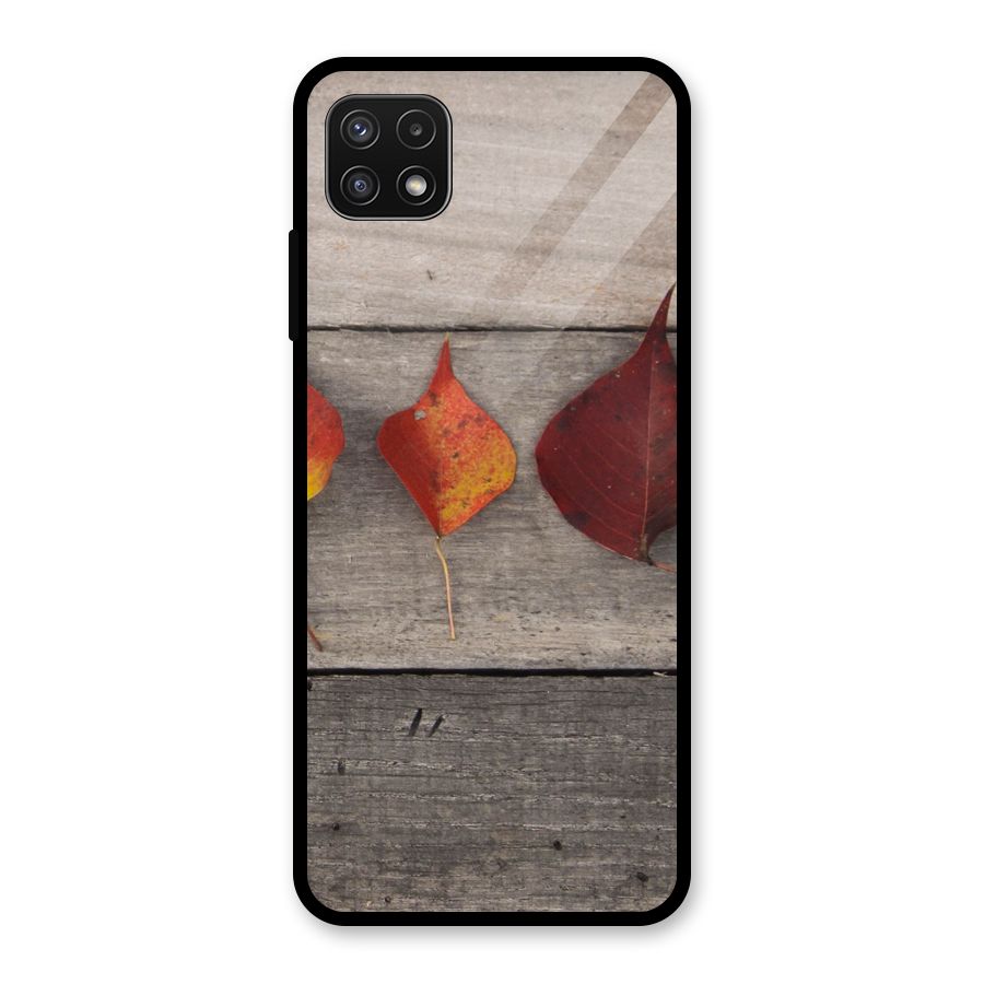 Beautiful Wood Leafs Glass Back Case for Galaxy A22 5G