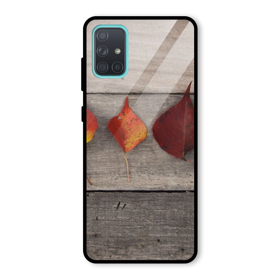 Beautiful Wood Leafs Glass Back Case for Galaxy A71