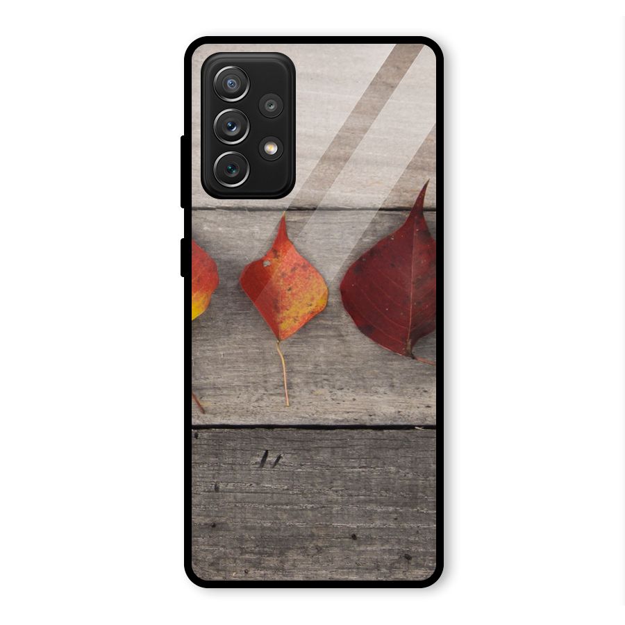 Beautiful Wood Leafs Glass Back Case for Galaxy A72