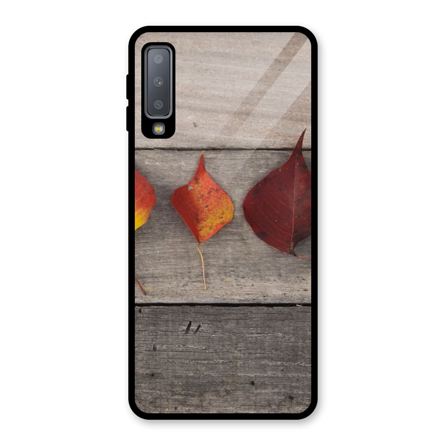 Beautiful Wood Leafs Glass Back Case for Galaxy A7 (2018)