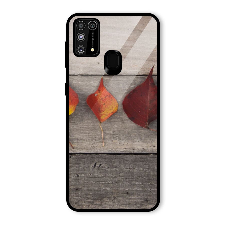 Beautiful Wood Leafs Glass Back Case for Galaxy F41