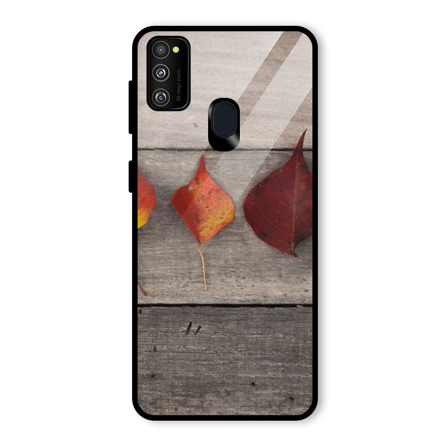 Beautiful Wood Leafs Glass Back Case for Galaxy M30s