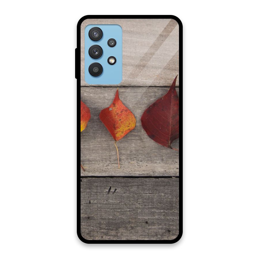 Beautiful Wood Leafs Glass Back Case for Galaxy M32 5G