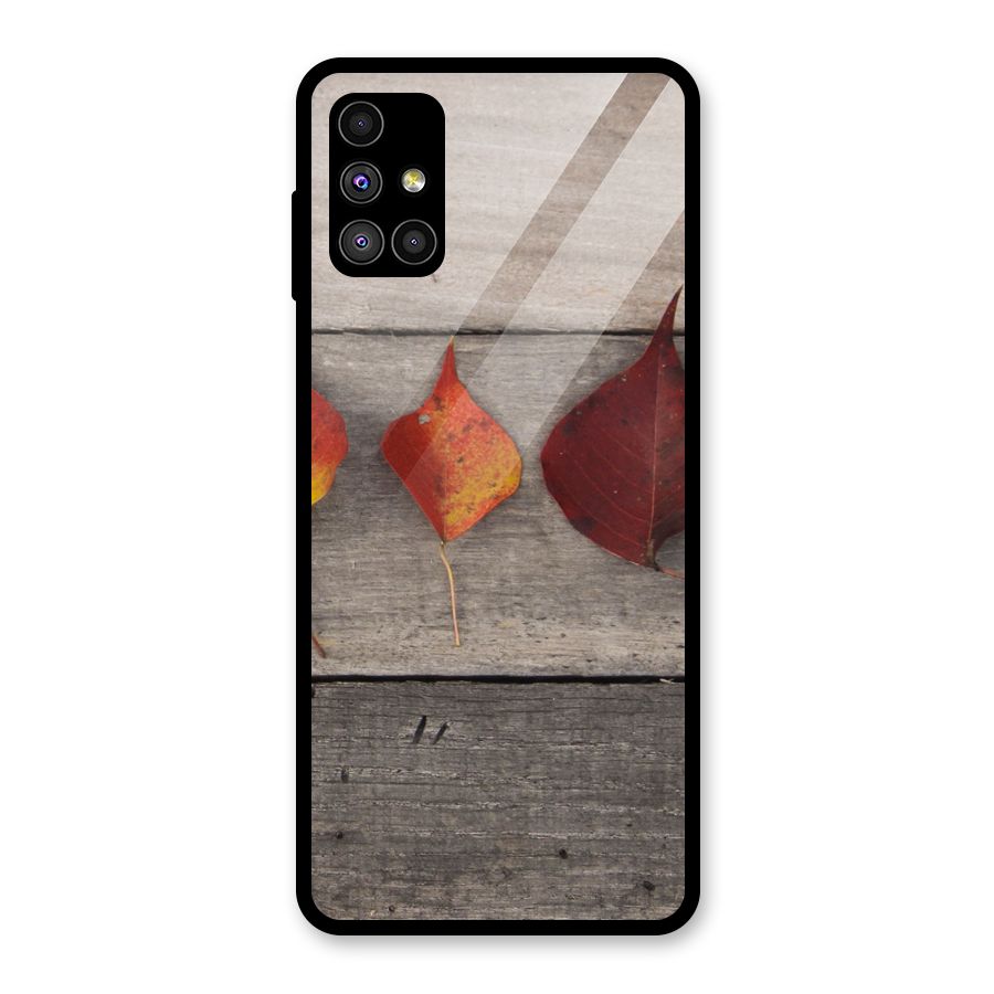 Beautiful Wood Leafs Glass Back Case for Galaxy M51